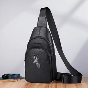百搭单肩包斜挎包休闲男包 夏季 英皇保罗男士 胸包头层牛皮商务时尚
