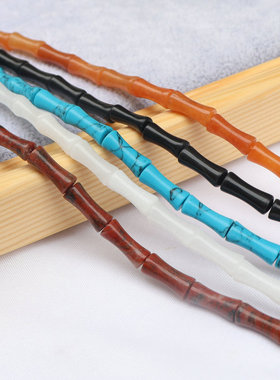 4*13mm天然白玉红东陵竹节散珠管珠半成品diy手链项链饰品配件