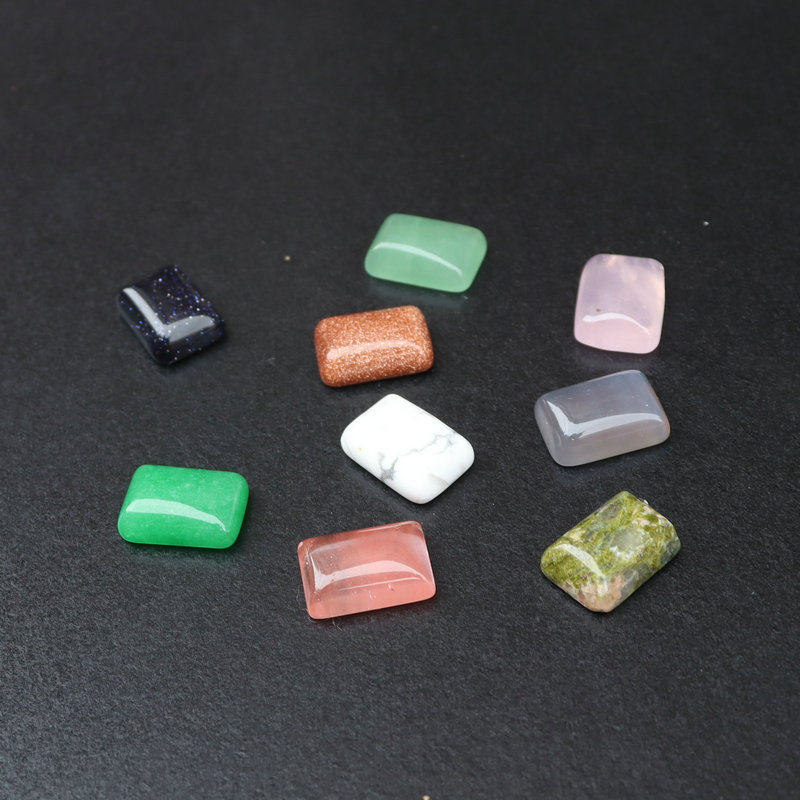 天然水晶玛瑙 半宝石松石粉晶平底长方块戒面diy镶嵌贴片饰品配件