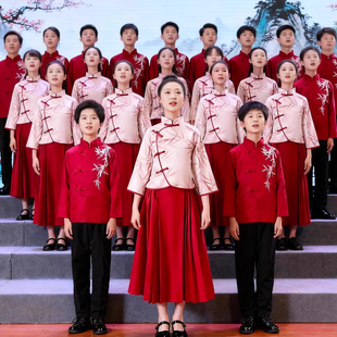 元旦儿童合唱诗歌朗诵服新款新中式中小学生运动会班服国潮演出服