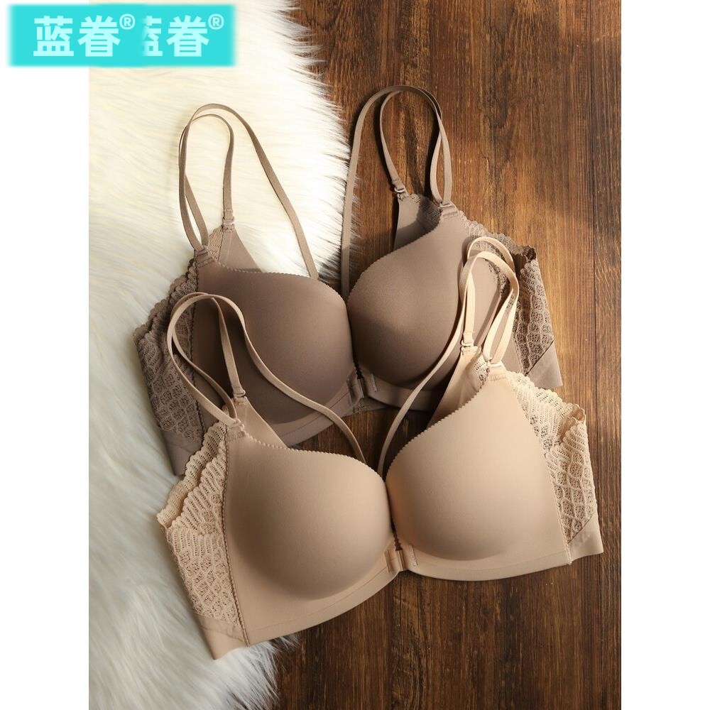 小胸聚拢前扣文胸细肩带美背2026夏季新款内衣女不掉肩调整型套装