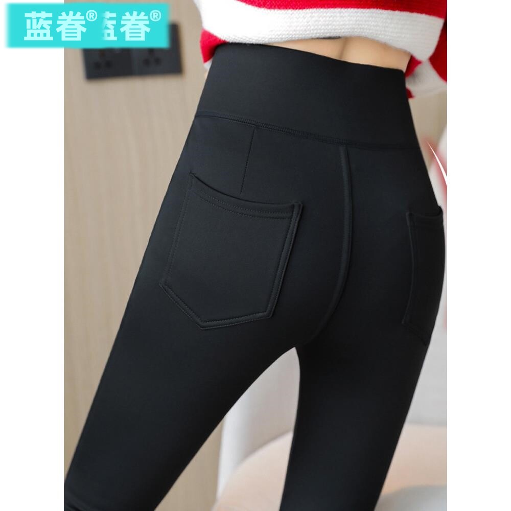 胖mm大码鲨鱼小脚黑色裤秋冬高腰弹力加绒魔术裤女紧身打底铅笔裤