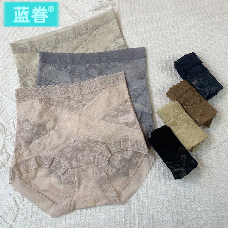 冬季新款轻塑型中腰小蛮腰法式全蕾丝收腹包臀舒适柔软短裤女内裤