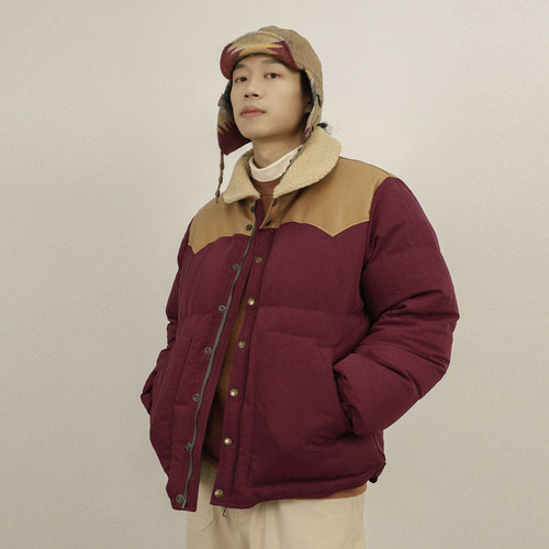 OUTORI立领复古拼接羽绒服