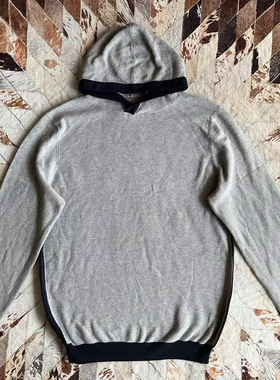 工装camp david戴维营男款灰色拼接设计纯棉连帽针织衫春秋毛衣