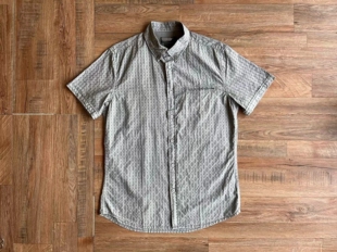 西班牙D男款精致提花花纹短袖衬衫做旧油污复古咔叽风上衣