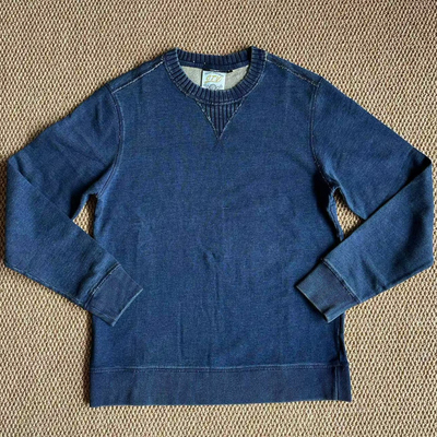 蓝染水洗圆领纯棉卫衣