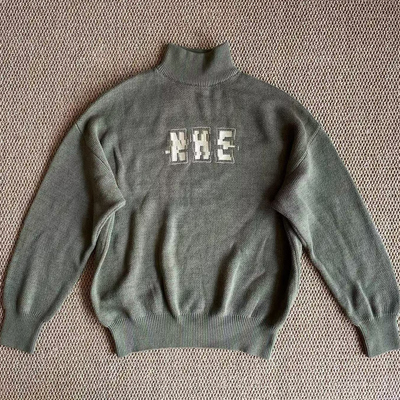 字母刺绣纯棉高领针织衫卫衣