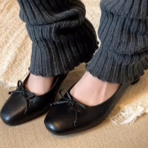 羊皮版~真皮法式气质圆头蝴蝶结复古一脚蹬浅口芭蕾单鞋女高跟鞋,女鞋,浅口单鞋,淘宝优惠券,粉丝福利购,淘宝优惠卷