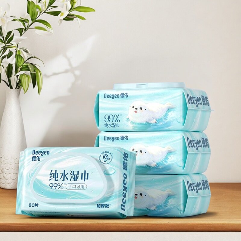 德佑纯水加厚湿巾80抽4包宝宝用