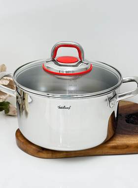 Fosslang 18/10不锈钢汤锅炖锅煮粥双层蒸锅一体成型加厚锅