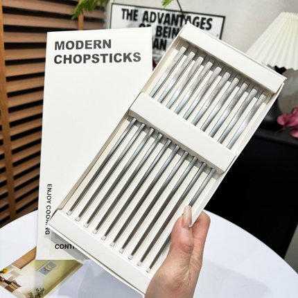 高级哑光质感！小怪兽高档316不锈钢筷子家用中空防烫防霉方形