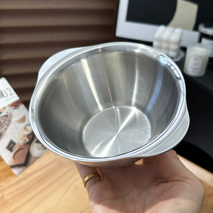 10不锈钢碗儿童吃饭碗防摔双耳宝宝辅食加厚小奶锅12cm 菲仕朗18