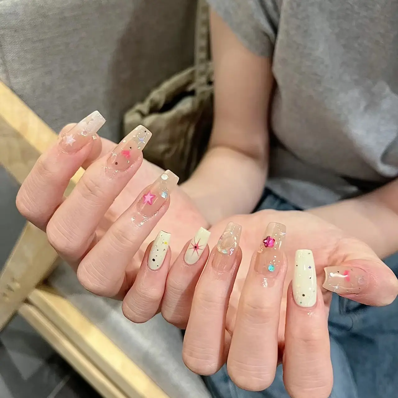 手工美甲穿戴甲假指甲贴片在逃公主辣妹美甲手绘纯欲裸色波点爱心