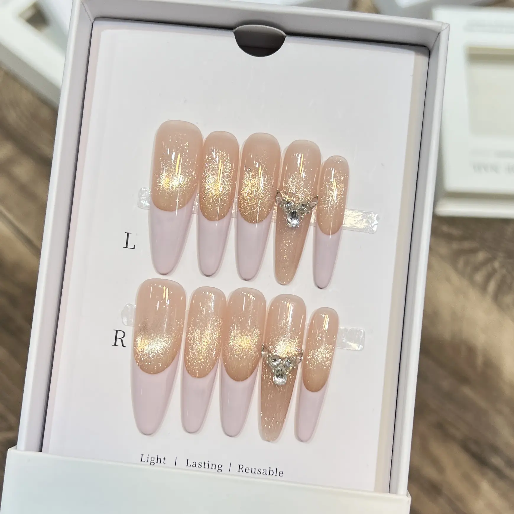 黛瑞森 【鎏金紫魅】纯手工穿戴甲高级感奶芙法式美甲可拆卸甲片