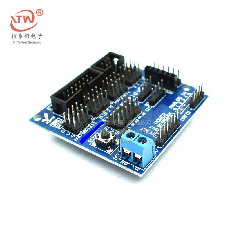 Uno R3 v5扩展板 sensor shield v5.0 电子积木 蓝版 兼容UNO R3