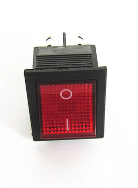 KCD4翘板开关 翘板电源按钮 2档4脚红色带灯 16A 250V 31x25MM