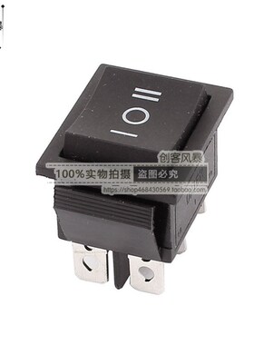 AC250V6A KCD1船型开关船形开关翘板电源按钮6脚3档黑色按键开关