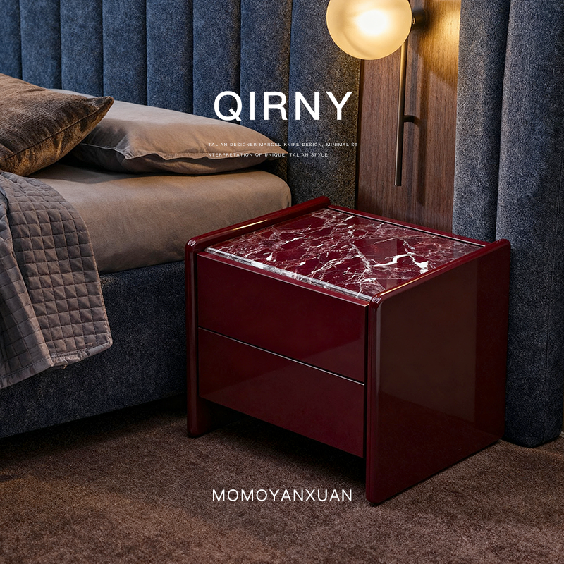 某某严选现代轻奢简约奢石大理石钢琴烤漆高级家用卧室储物床头柜