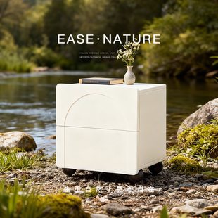 已夏法式 奶油风高级感实木烤漆卧室家用置物儿童简约设计师床头柜