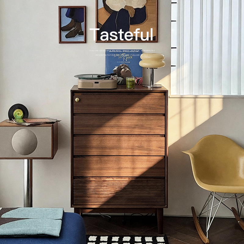 已夏木澜北美黑胡桃中古侘寂风斗柜靠墙边柜餐厅客厅收纳储物卧室,住宅家具,餐边柜,淘宝优惠券,粉丝福利购,淘宝优惠卷