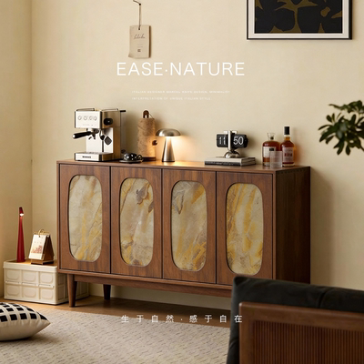 已夏追光北美黑胡桃中古侘寂风斗柜靠墙边柜餐厅客厅收纳储物卧室