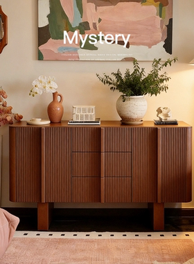 已夏巴克中古侘寂北美红橡木设计斗柜客厅餐厅靠墙柜收纳储餐边柜