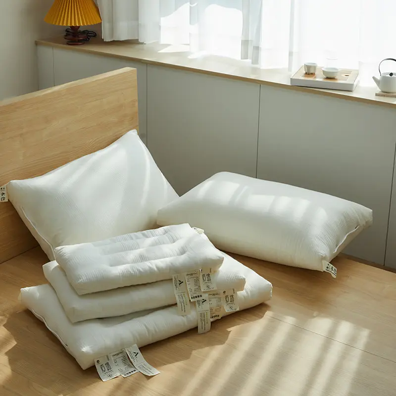 纯棉家用助睡眠枕头护颈羽丝绒低枕头枕芯单人枕芯全棉床上用品枕