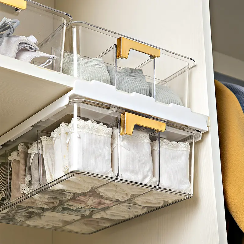 内衣收纳盒抽屉式家用衣柜透明内裤袜子整理盒多功能宿舍收纳筐