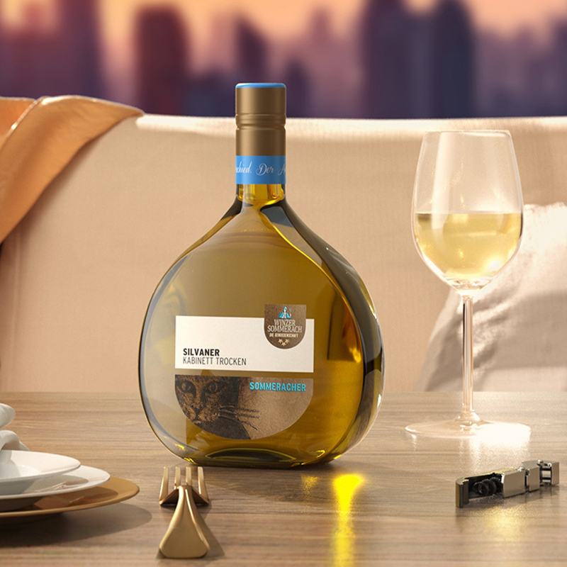 不走寻常路  德国西万尼珍藏干白葡萄酒猫头园大肚瓶红酒干红箱装