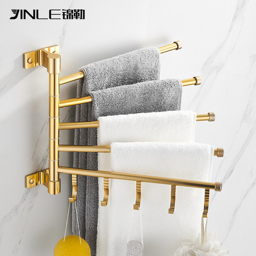 毛巾架旋转卫生间免打孔太空铝