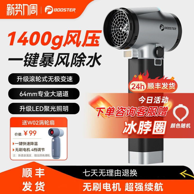 菠萝君暴力涡轮风扇高速涡轮吹风机手持64mm涵道吹水机无刷电机车载超强风力洗车户外电吹风工业级吹干吹尘枪