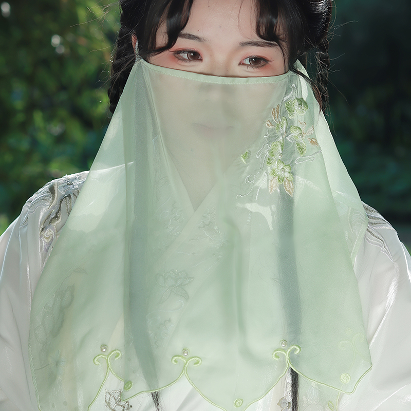 新款绣花面纱绛尾儿古风