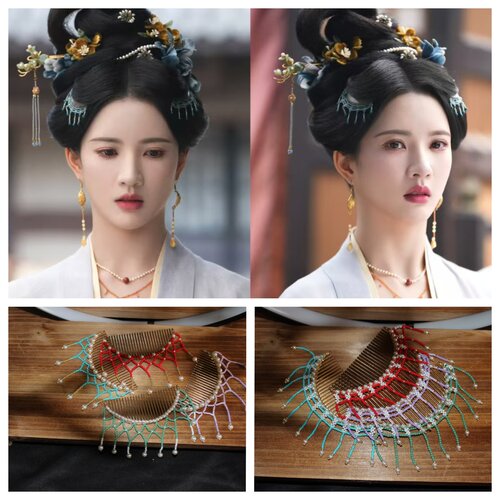 五福临门同款掩鬓发梳流苏饰品