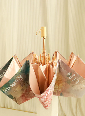 复古花卉三折手开超轻折叠伞女晴雨两用八骨伞面防水防晒遮阳伞