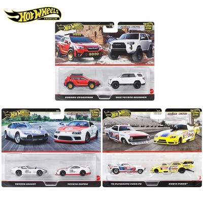 HW 1/64风火轮双车套 斯巴鲁 丰田 普利茅斯赛车 合金车 铁底胶胎