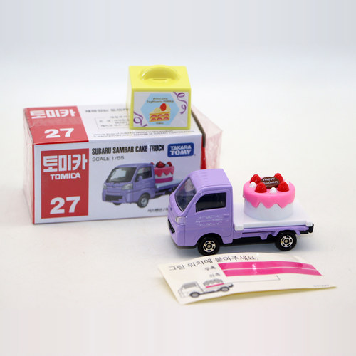 TOMY 27多美卡Cake Turck 斯巴鲁Sambar运输车蛋糕车模型玩具摆件