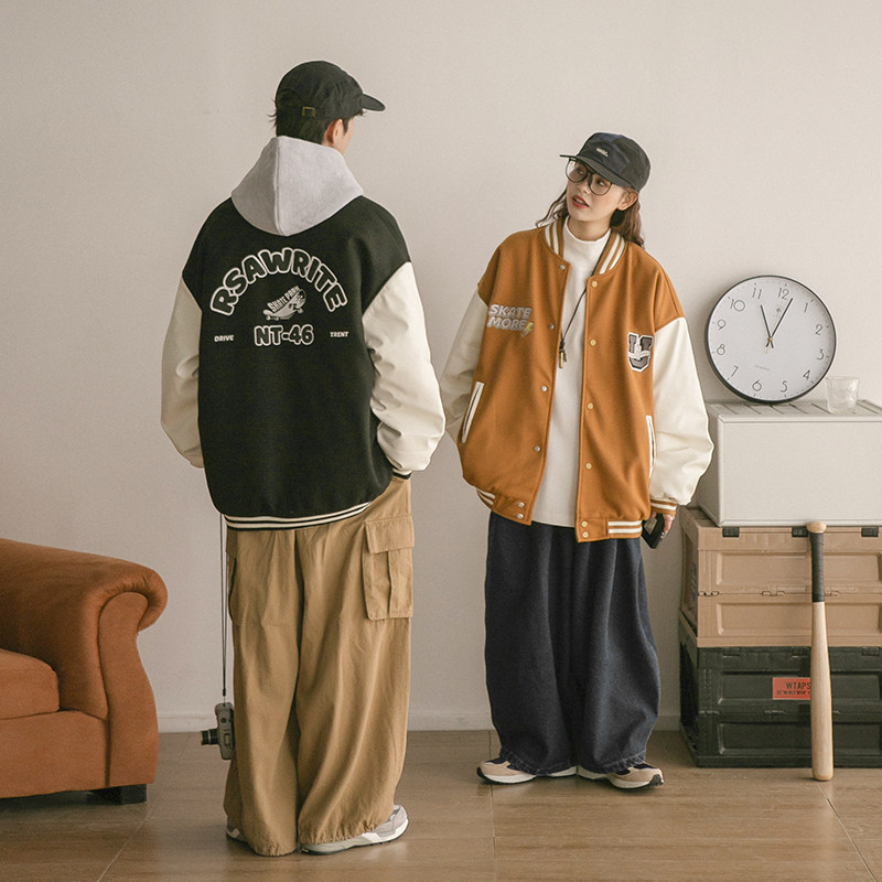 2022冬季新款日系刺绣拼接皮革加加厚服B225-W8391-P135-X158,男装棉衣,电商B225
