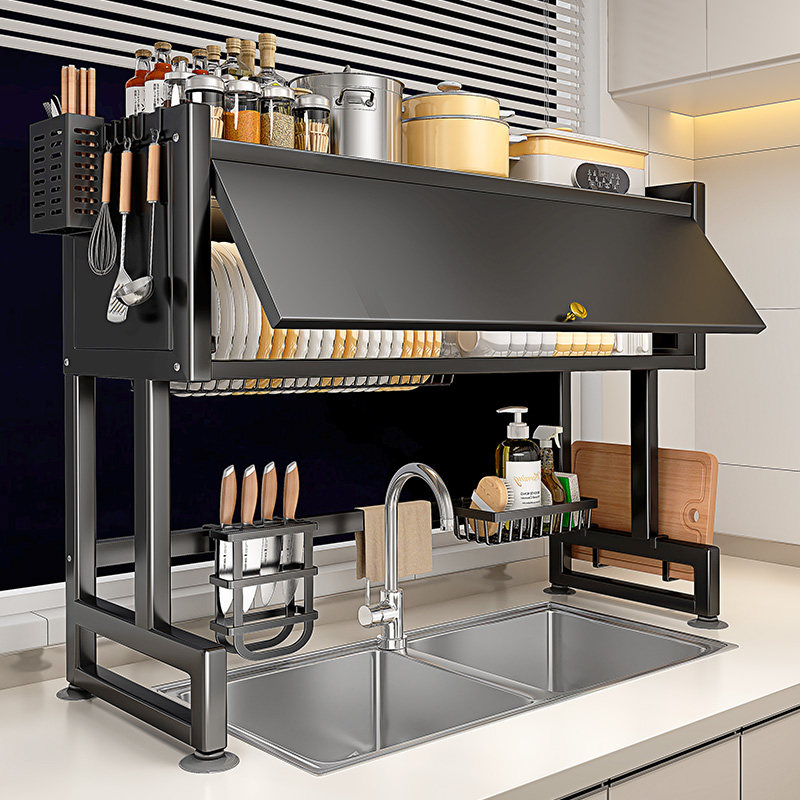 帅仕厨房水槽上方置物架多功能碗碟收纳层架洗碗槽水池防尘沥水碗