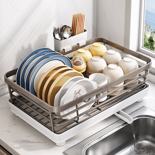帅仕厨房碗盘沥水架不锈钢置物架水槽放碗筷餐具沥水篮碗碟收纳盒