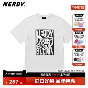 短袖 t恤女宽松休闲男女同款 新品 NERDY2023新logo夏季 上衣百搭潮牌