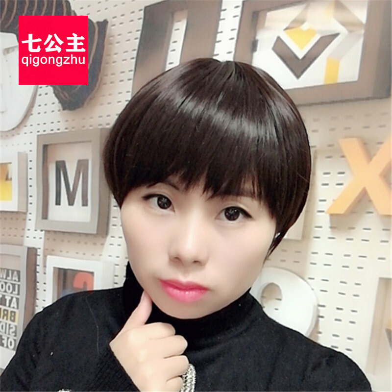 短发假发bobo头整顶假发时尚黑色优雅2020流行甜美可爱网红发型女
