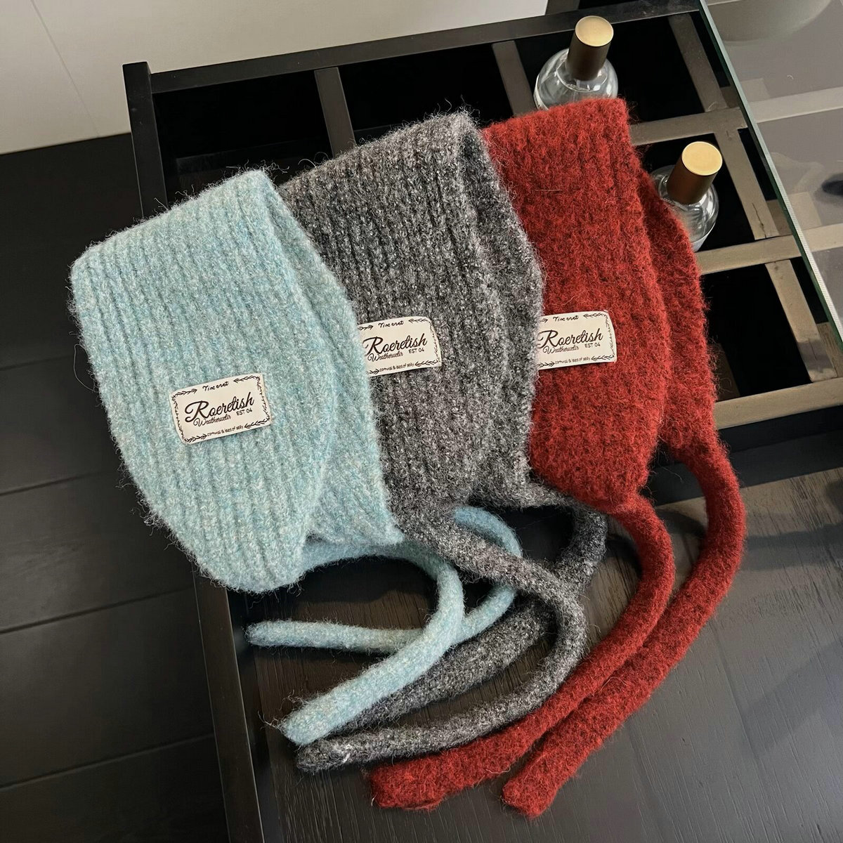 韩系纯色绑带针织耳罩秋冬保暖御寒防风耳捂子护颈围脖多用小围巾