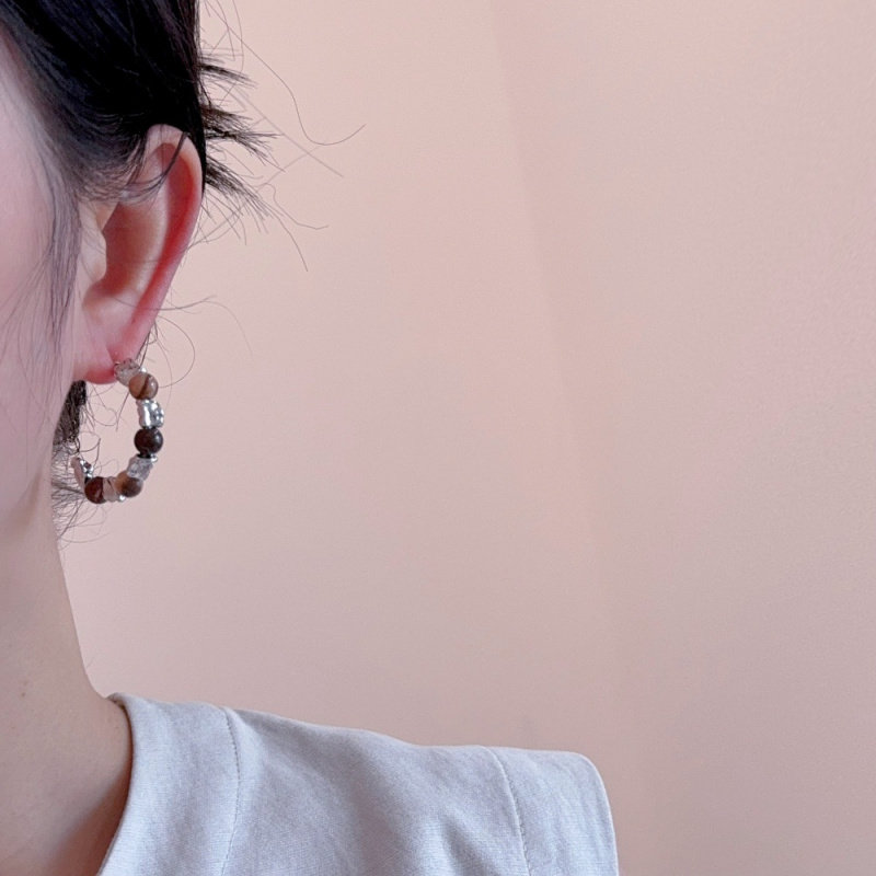 法式精致天然石碎银C形耳环女新中式小众复古民族风气质耳钉耳饰,饰品/流行首饰/时尚饰品新,耳环,淘宝优惠券,粉丝福利购,淘宝优惠卷