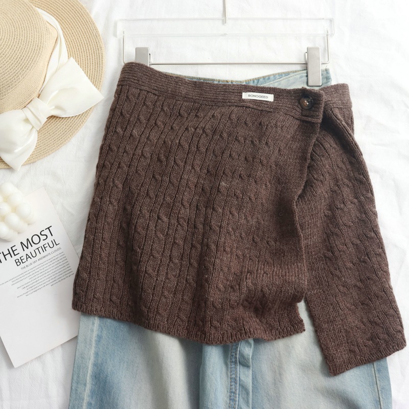 麻花纹理时尚屁帘半身裙松弛感百搭披肩多用叠穿层次披肩裙帘显瘦