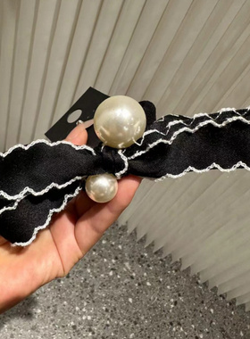 实拍韩国东大门NYUNYU蝴蝶结珍珠