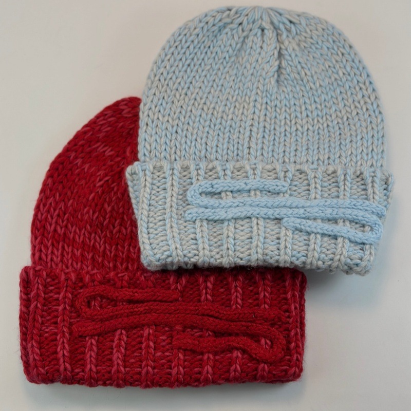 日系简约翻边粗线条纯色针织帽冬个性保暖护耳套头帽户外防寒毛线