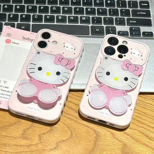 波点猫咪镜子支架适用苹果17/18p