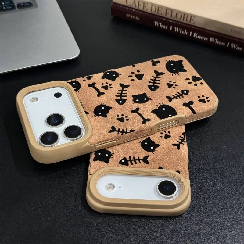 秋冬可爱猫头鱼骨适用苹果16/17P