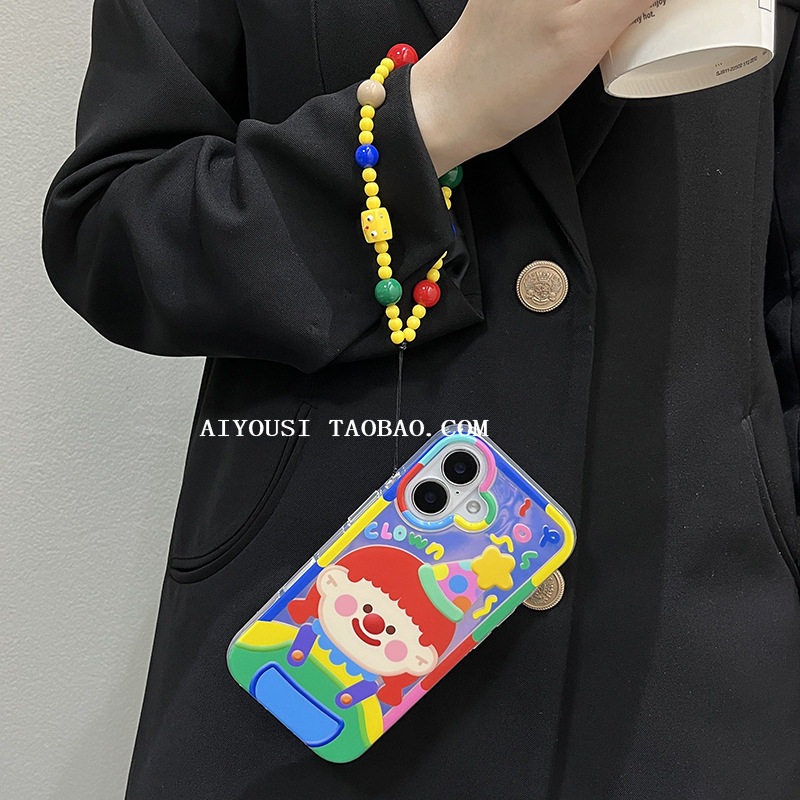 彩色立体女孩手链适用于iPhone13手机壳苹果16promax防摔15promax